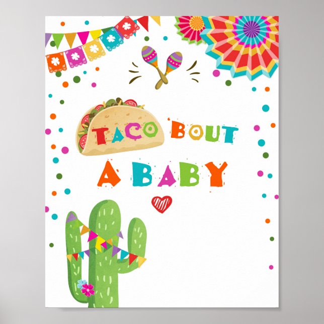 Let's Taco Bout A Baby Cactus Fiesta Table Sign (Front)