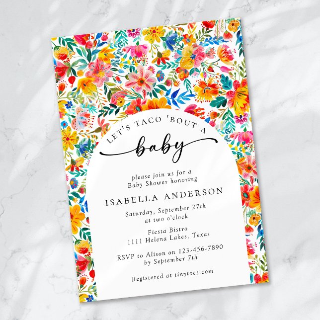 Let's Taco 'Bout a baby Floral Fiesta Baby Shower Invitation (Creator Uploaded)