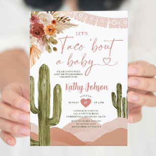 Let's Taco bout a Baby southwestern cactus desert Invitation
