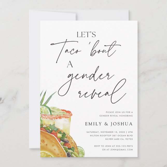 Let's Taco Bout A Gender Reveal Invitation (Front)