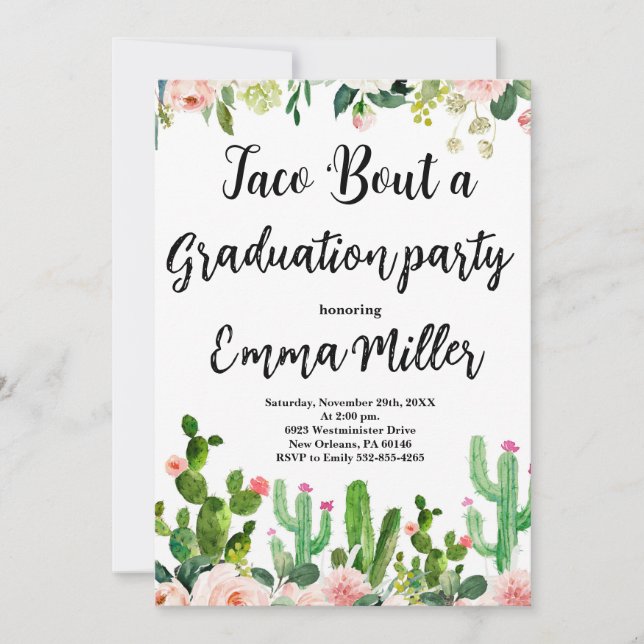 Let's Taco 'Bout a Graduation Fiesta Party Invitation (Front)