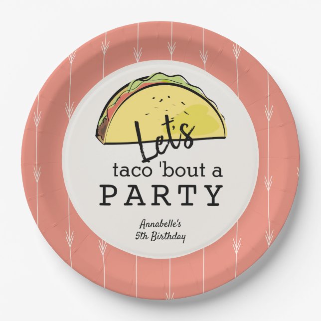 Let's Taco Bout A Party Fiesta Birthday Paper Plate (Front)