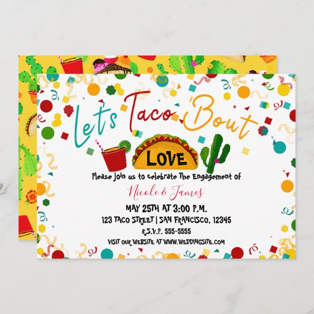 Let's Taco Bout Love Engagement Wedding Fiesta Invitation (Front/Back)