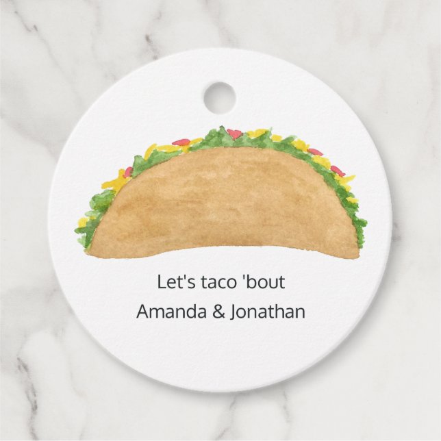 Let's Taco 'bout Love Favour Tags (Front)