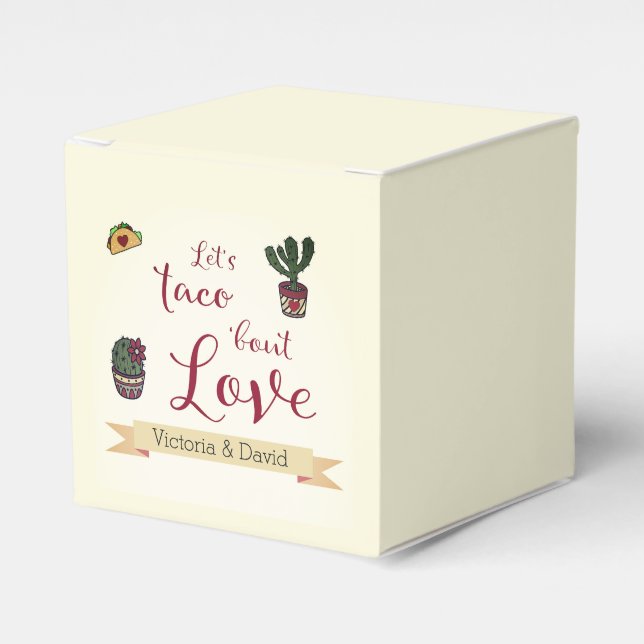 Let's Taco 'bout Love Fiesta Theme Couples Shower  Favour Box (Front Side)