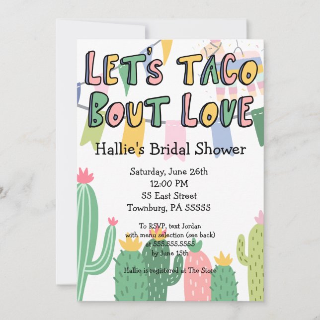 Let's Taco Bout Love Fiesta Themed Invitations (Front)