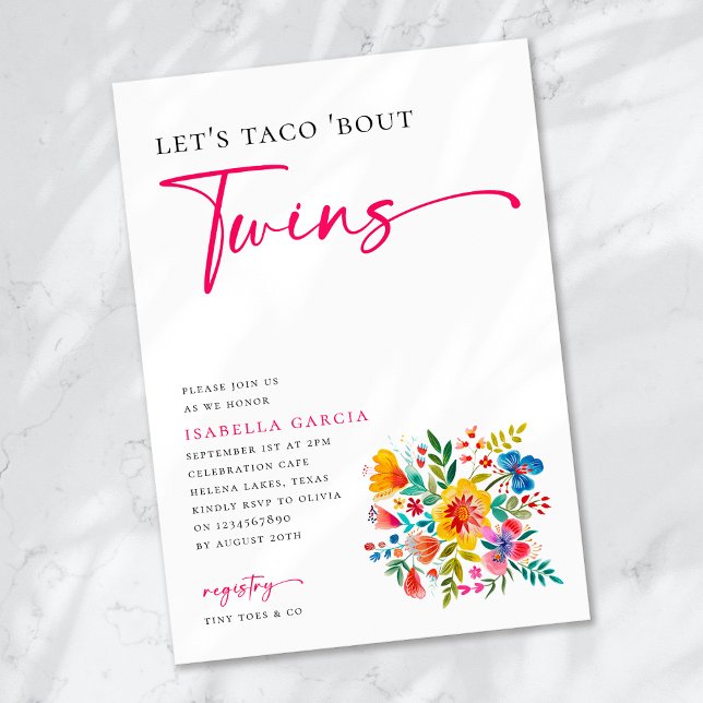 Let's Taco 'Bout Twins Floral Fiesta Baby Shower Invitation (Creator Uploaded)