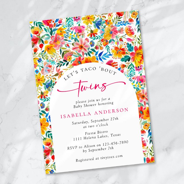 Let's Taco 'Bout Twins Floral Fiesta Baby Shower Invitation (Creator Uploaded)