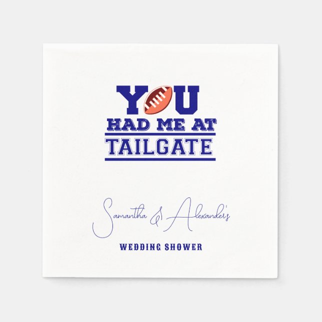 Let's Tailgate Celebrate Blue Bridal Couple Shower Napkin (Front)