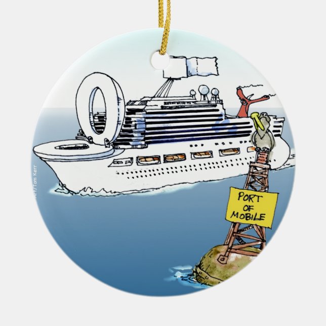 Lets Take A Cruise Funny Gifts Tees & Cards Ceramic Tree Decoration (Front)