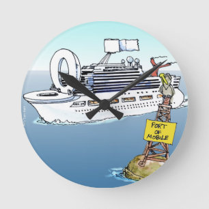 Lets Take A Cruise Funny Gifts Tees & Cards Round Clock