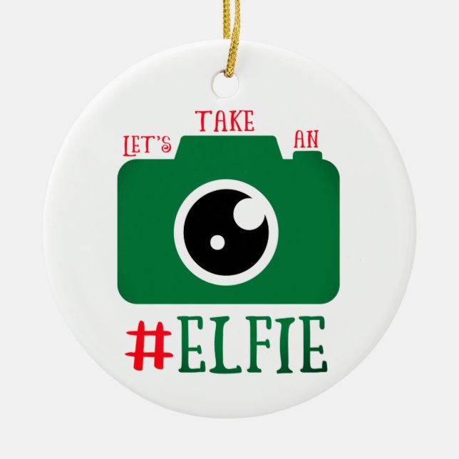 Let's Take An Elfie Santa Cam Funny Christmas Ceramic Tree Decoration (Front)