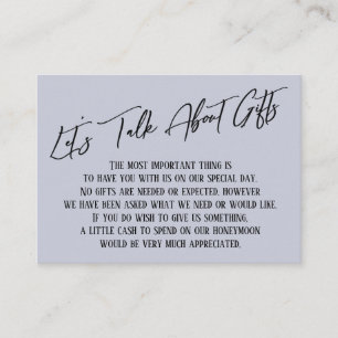 Let's Talk About Gifts Handwriting Dusty Blue Enclosure Card