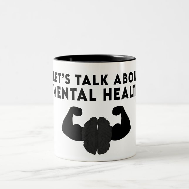 Let's talk about mental health  Two-Tone coffee mug (Center)