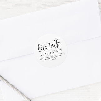 Let's Talk Real Estate Contact Info Classic Round Sticker