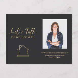 Let's Talk Real Estate Photo Contact Marketing Postcard