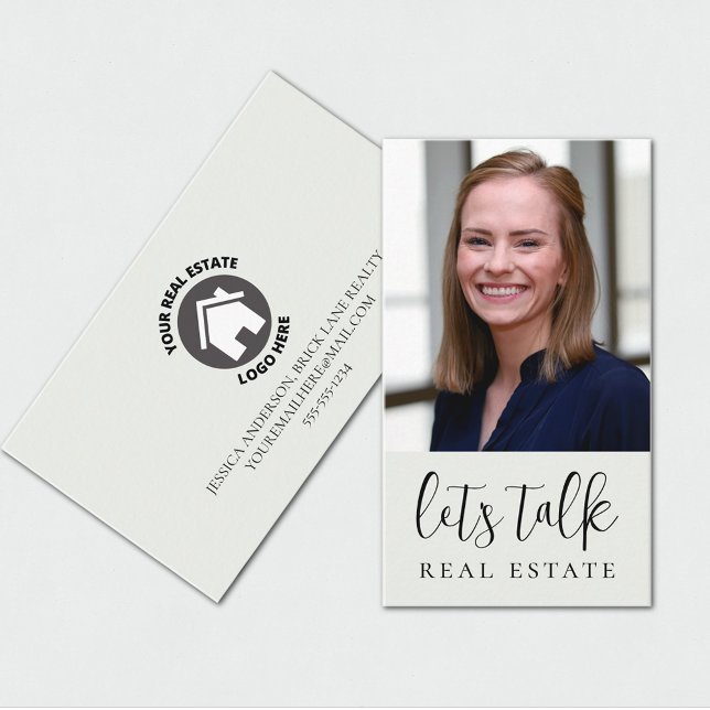 Let's Talk Real Estate Professional Photo Business Card (Creator Uploaded)