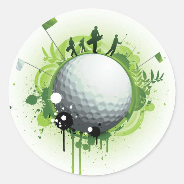 Let's Tee Off For Golf Classic Round Sticker (Front)