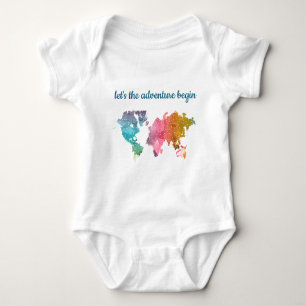 Let's The Adventure Begin Geometric World Map Baby Bodysuit