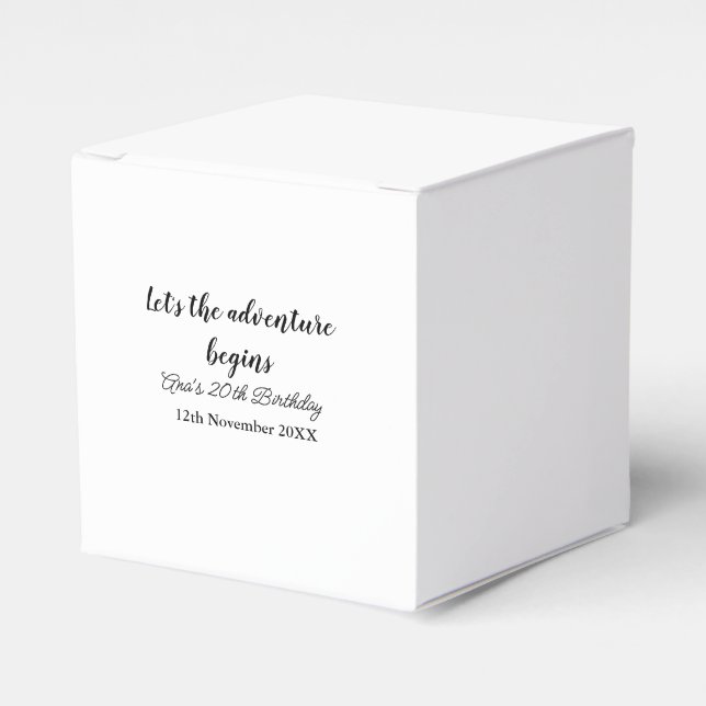 lets the adventure begins 20th birthday add name d favour box (Front Side)