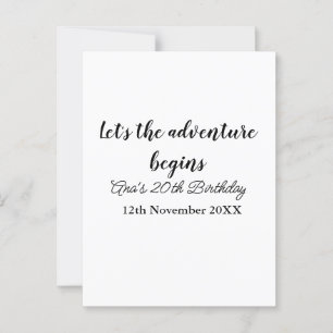 lets the adventure begins 20th birthday add name d postcard