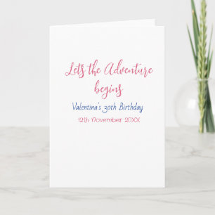 lets the adventure begins 30th birthday add name card