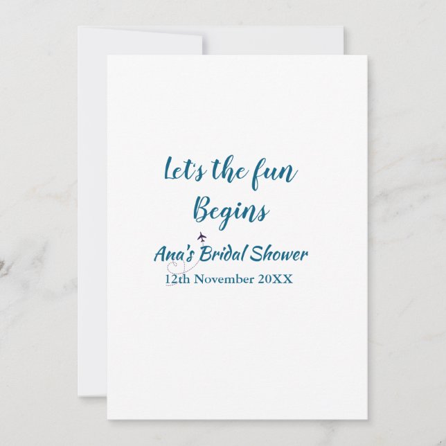 lets the adventure begins bridal shower add name d invitation (Front)
