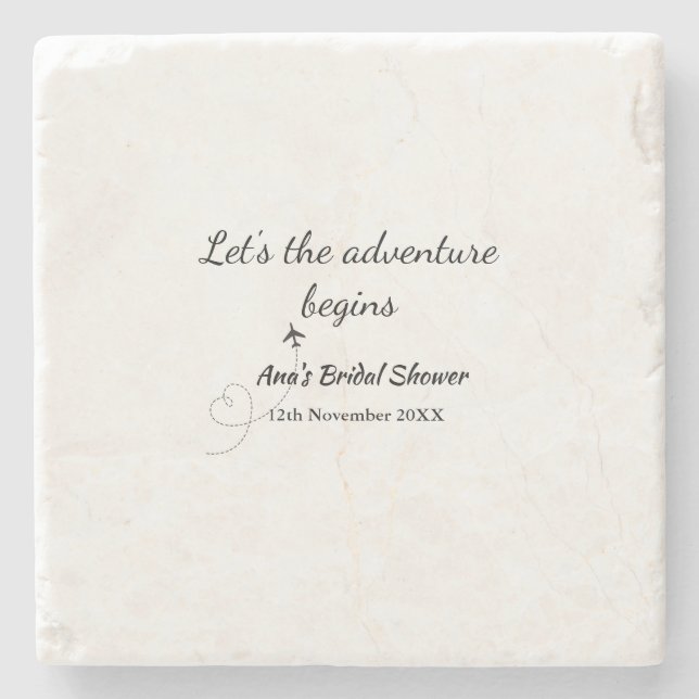 lets the adventure begins bridal shower add name d stone coaster (Front)