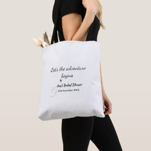 lets the adventure begins bridal shower add name d tote bag