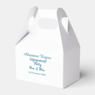 lets the adventure begins engagement party name da favour box