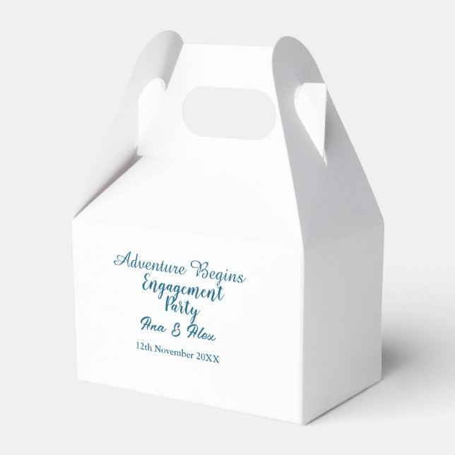 lets the adventure begins engagement party name da favour box (Front Side)