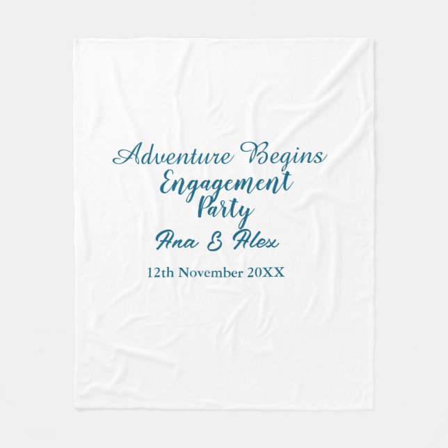 lets the adventure begins engagement party name da fleece blanket (Front)
