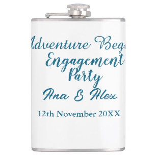 lets the adventure begins engagement party name da hip flask
