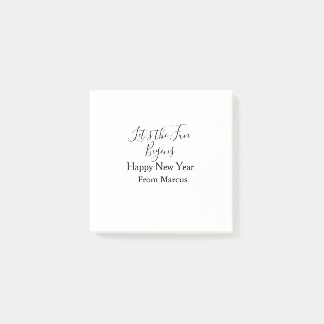 lets the fun begins happy new year name year simpl post-it notes (Front)