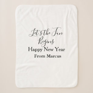 lets the fun begins happy new year name year simpl sherpa blanket