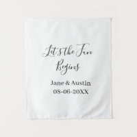 lets the fun begins wedding couple name date simpl