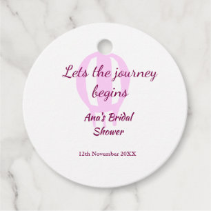 lets the journey begins bridal shower add name pin favour tags