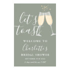 Let's Toast Bridal Shower Sage Green Welcome Sign