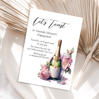 Let's Toast Champagne Floral Bridal Shower  Invitation
