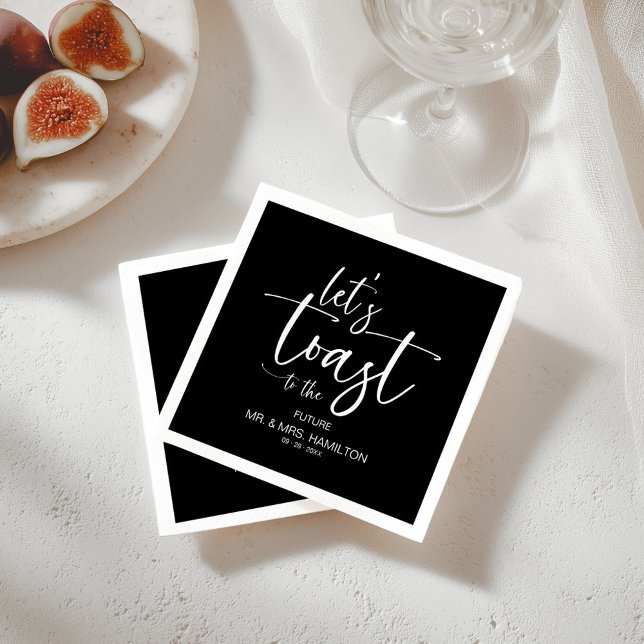 Let's Toast Chic Calligraphy Engagement Party Napkin (Creator Uploaded)
