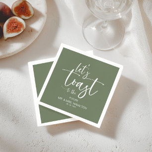 Let's Toast Chic Calligraphy Engagement Party Napkin