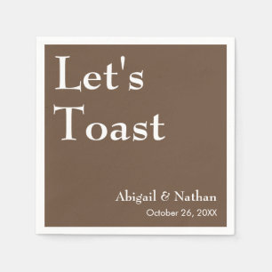 Let's Toast Mocha Wedding Elegant Minimalist Napkin
