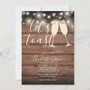 Let's Toast Rustic String Lights Bridal Shower Invitation