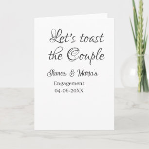 Let's toast the couple engagement party name date  card