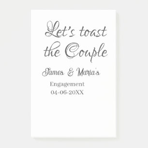Let's toast the couple engagement party name date  post-it notes