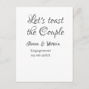 Let's toast the couple engagement party name date postcard