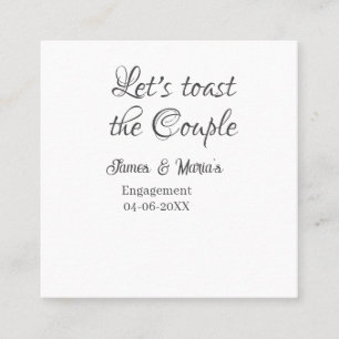 Let's toast the couple engagement party name date square business card