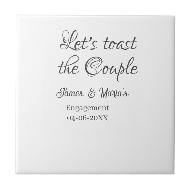 Let's toast the couple engagement party name date  tile (Front)