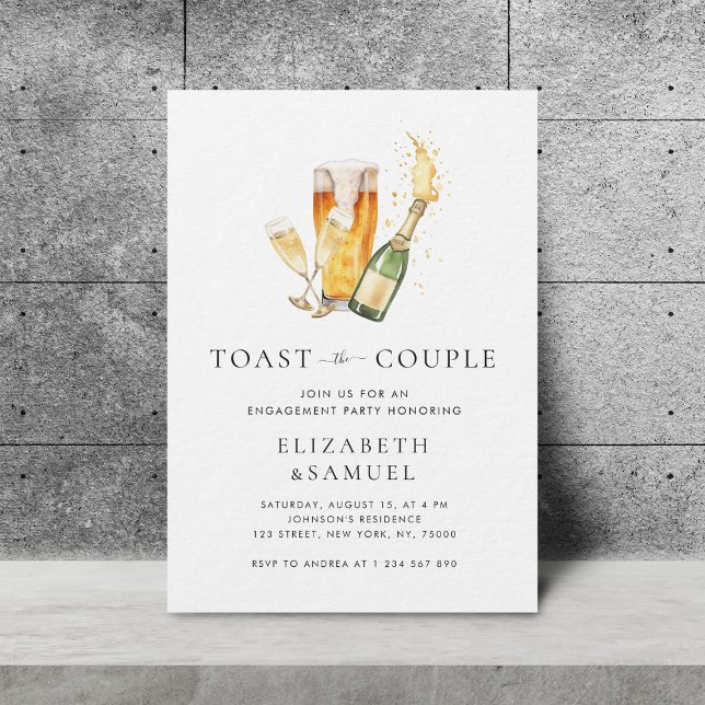 Let's Toast the Couple Wedding Shower Engagement Invitation (Creator Uploaded)