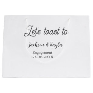 Let's toast to engagement party name date elegant  large gift bag